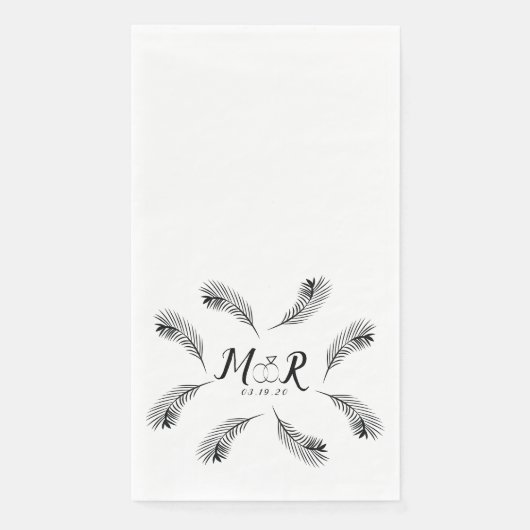 Palm Tropical Leaf Ring Wedding Logo Serviette (Vorderseite)