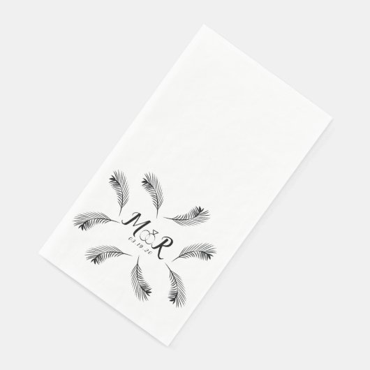 Palm Tropical Leaf Ring Wedding Logo Serviette (Ecke)