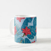 Palm tropical nahtlos blattblau kaffeetasse (Vorderseite Links)