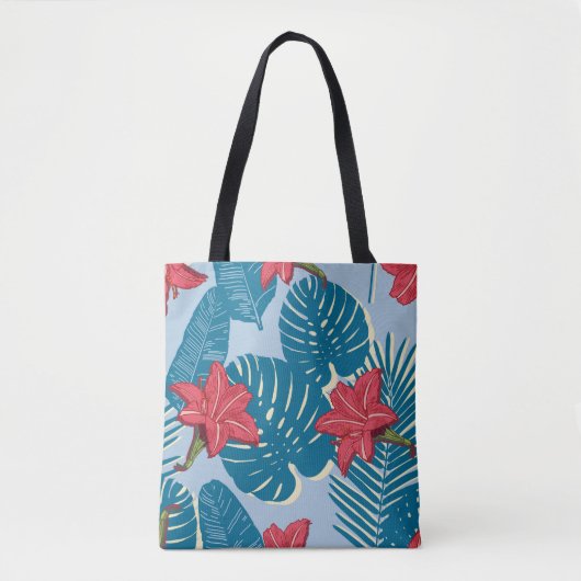 Palm tropical nahtlos blattblau tasche (Vorderseite)