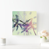 Palm, tropischer Strand, Sommer Quadratische Wanduhr (Zuhause)