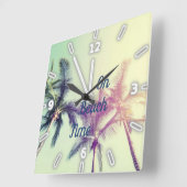 Palm, tropischer Strand, Sommer Quadratische Wanduhr (Winkel)