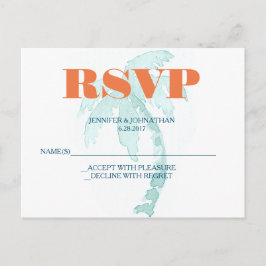 Palm Typografy Wedding RSVP Cards Einladungspostkarte