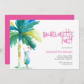 Palm und Cocktail Bachelorette Einladungen (Vorne/Hinten)