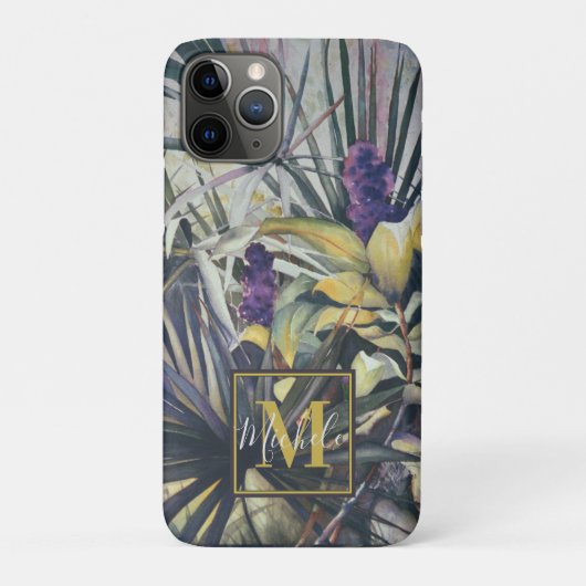 Palm und Lila Hyacinths Monogramm Case-Mate iPhone Hülle (Rückseite)