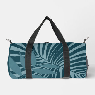 Palm- und Tropenblatt abstrakt in blau-grün grau Duffle Bag