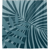Palm- und Tropenblatt abstrakt in blau-grün grau