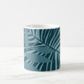 Palm- und Tropenblatt abstrakt in blau-grün grau Kaffeetasse (Mittel)