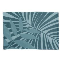 Palm- und Tropenblatt abstrakt in blau-grün grau