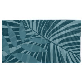 Palm- und Tropenblatt abstrakt in blau-grün grau Kissenbezug