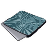 Palm- und Tropenblatt abstrakt in blau-grün grau Laptopschutzhülle (Vorne Knopf)