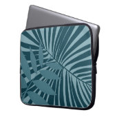 Palm- und Tropenblatt abstrakt in blau-grün grau Laptopschutzhülle (Vorderseite Links)
