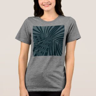 Palm- und Tropenblatt abstrakt in blau-grün grau Tri-Blend Shirt