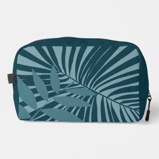 Palm- und Tropenblatt abstrakt in blau-grün grau Waschbeutel (Vorderseite)