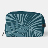 Palm- und Tropenblatt abstrakt in blau-grün grau Waschbeutel (Rückseite)