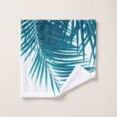 Palm Verlasse Aquamarin Blue Vibes #1 #tropical #d Badhandtuch Set (Waschlappen)