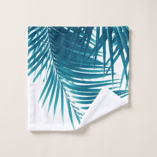 Palm Verlasse Aquamarin Blue Vibes #1 #tropical #d Badhandtuch Set (Waschlappen)