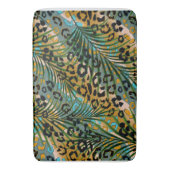 Palm verlasse auf einem Leopardenhintergrund. Badematte (Vorderseite Vertikal)