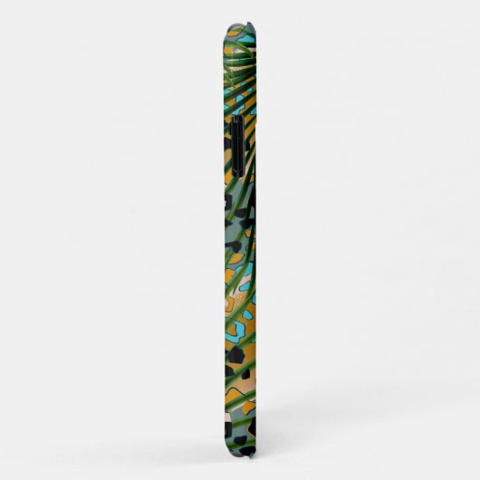 Palm verlasse auf einem Leopardenhintergrund. Case-Mate iPhone Hülle (Hinten/Rechts)