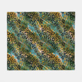 Palm verlasse auf einem Leopardenhintergrund. Fleecedecke (Vorderseite (Horizontal))