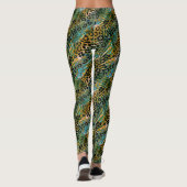 Palm verlasse auf einem Leopardenhintergrund. Leggings (Rückseite)