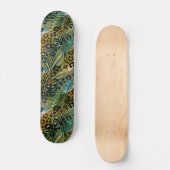 Palm verlasse auf einem Leopardenhintergrund. Skateboard (Vorderseite)
