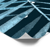 Palm verlasse blau mit weißen Polka-Punkten. Poster (Ecke)