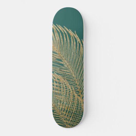 Palm Verlasse Finesse Line Kunst mit Goldenen Foil Skateboard (Vorderseite)