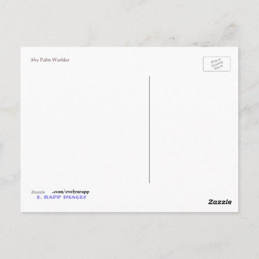 Palm Warbler Postkarte (Rückseite)