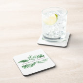 Palm Wedding Monogram Cork Back Getränkeuntersetzer (Rechte Seite)