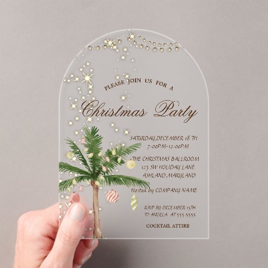 Palm Weihnachtsbaum, Sparkle, Lichter, Weihnachts- Acryleinladungen (Insitu (Handheld))