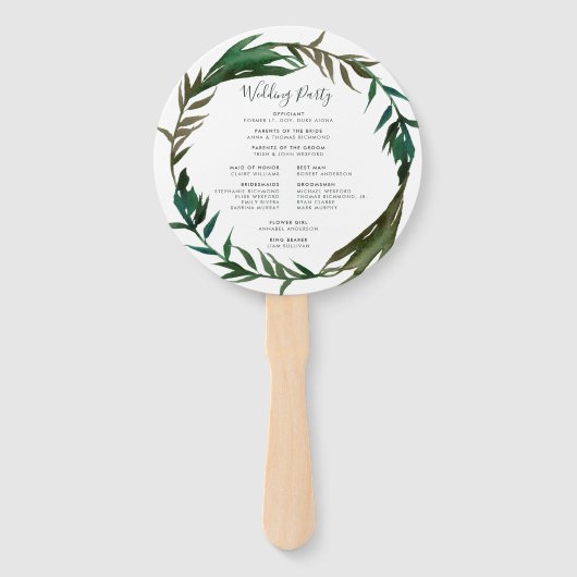 Palm Wreath Wedding Program Fächer (Rückseite)
