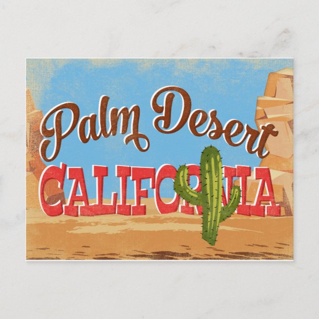 Palm Wüste Postkarte California Wüste Retro (Vorderseite)