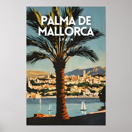 Palma de Mallorca Nostalgic Spanien Retro Travel Poster (Vorne)