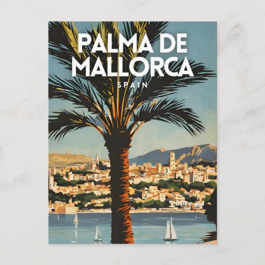Palma de Mallorca Nostalgic Spanien Retro Travel Postkarte (Vorderseite)
