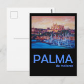 Palma de Mallorca Retro Travel Poster Postkarte (Vorne/Hinten)