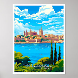 Palma de Mallorca Spanien Kunst Vintage Reise Poster