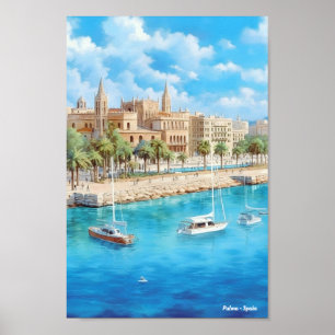 Palma Spain Vintage Travel Poster