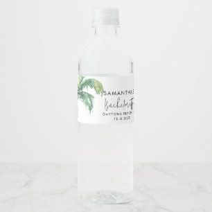 Palmbaum-Aquarell Individuelle Junggesellinnenabsc Wasserflaschenetikett