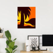 Palmbaum im Sonnenuntergang Silhouette Poster (Heimbüro)