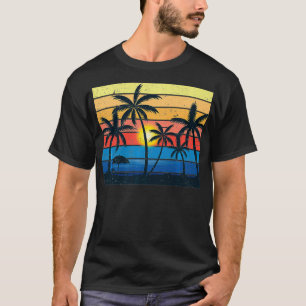 Palmbaum Retro Vintage Sonnenuntergang Tropischer T-Shirt