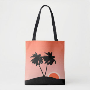 Palmbaum-Silhouette gegen einen orangefarbenen Son Tasche