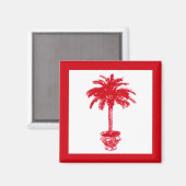 Palmbaum - tiefrot und weiß magnet (Vorderseite/Rückseite)