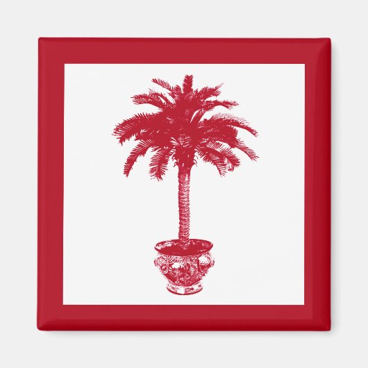 Palmbaum - tiefrot und weiß magnet (Vorne)