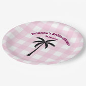 Palmbaum Weißrosa Kachelrosa Brautparty Pappteller (Schrägansicht)