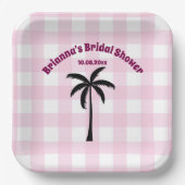 Palmbaum Weißrosa Kachelrosa Brautparty Pappteller (Vorderseite)