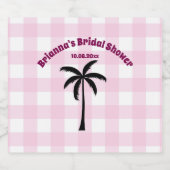 Palmbaum Weißrosa Kachelrosa Brautparty Schaumweinetikett (Einzelnes Label)