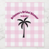 Palmbaum Weißrosa Kachelrosa Brautparty Weinetikett (Einzelnes Label)