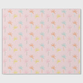 Palmbäume Niedlich rosa Geschenkpapier (Flach)