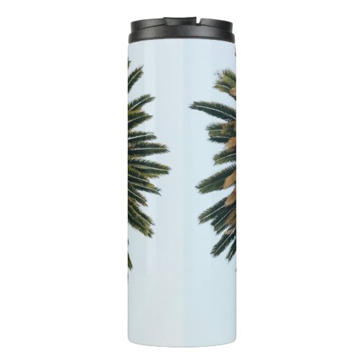 Palmbaumfotografie Thermosbecher (Rückseite)